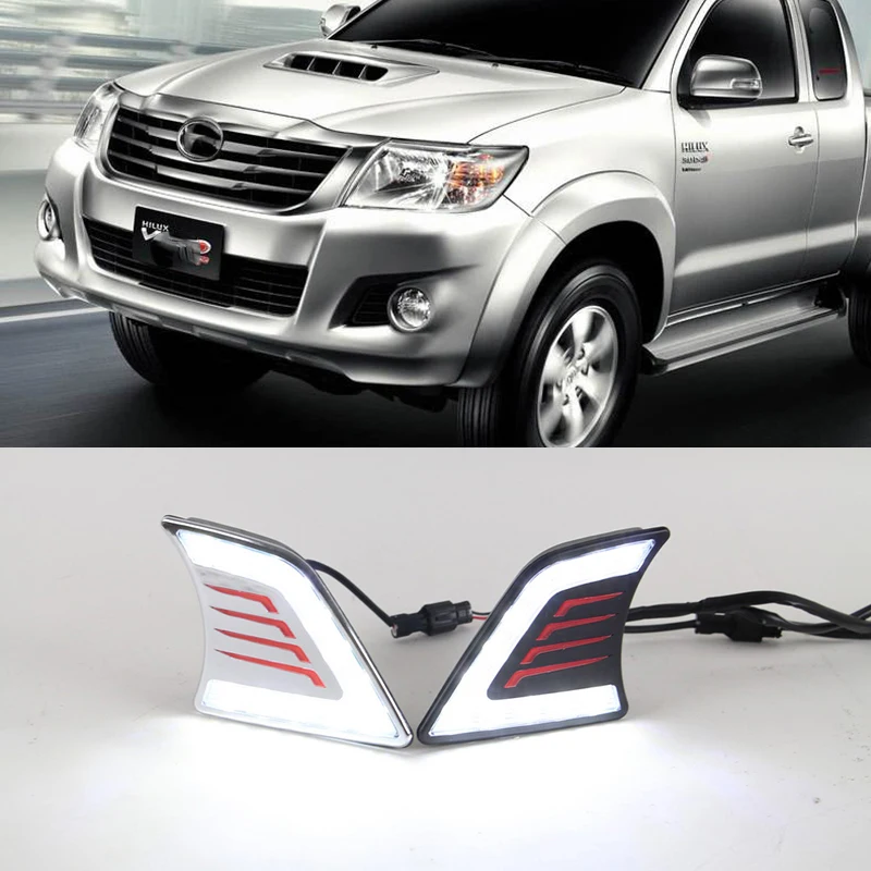 Автомобильный мигающий 1 комплект DRL для Toyota Hilux Vigo 2012 2013 светодиодный DRL Дневной ходовой светильник, противотуманная фара 12 В, автомобильный ходовой светильник s