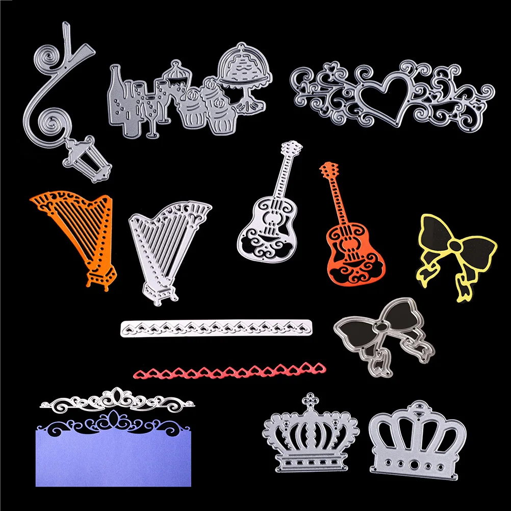 

Stencil Violin Bowknot Music Note Heart Metal Cutting Dies Set For Scrapbooking Invitation Die Cut Paper Card 9 Style Diy Card