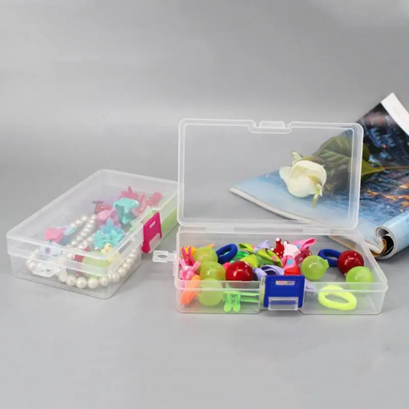 

1pcs Professional Hot Selling Functional Storage Box Transparent Rectangular Plastic Lock Buckle Empty Nail Jewelry Storage Box