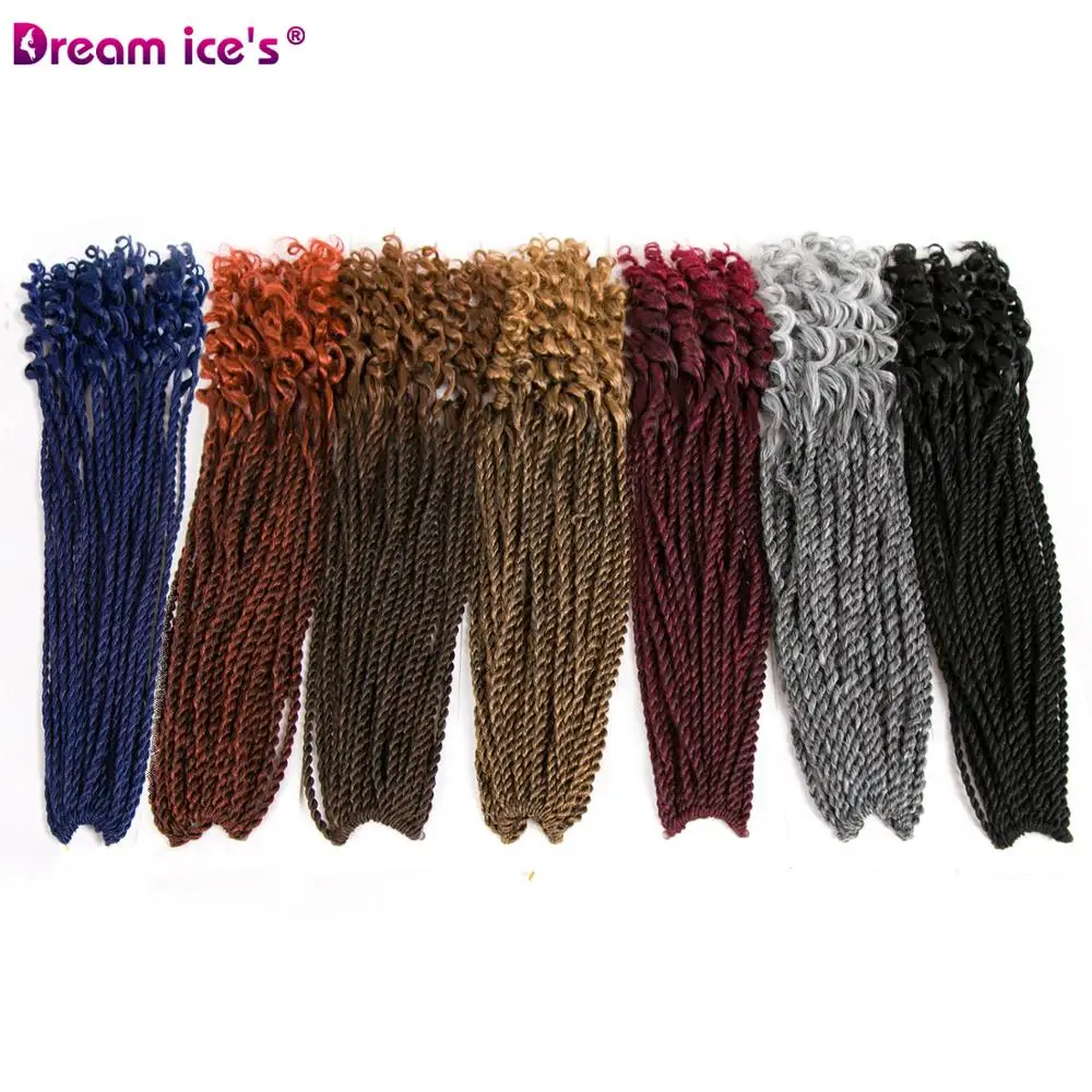 Синтетические Омбре Сенегальские накрученные волосы мягкие кроше плетеные волосы для наращивания 18 дюймов длинные 80 г 22 пряди за штуку 5 штук для головы
