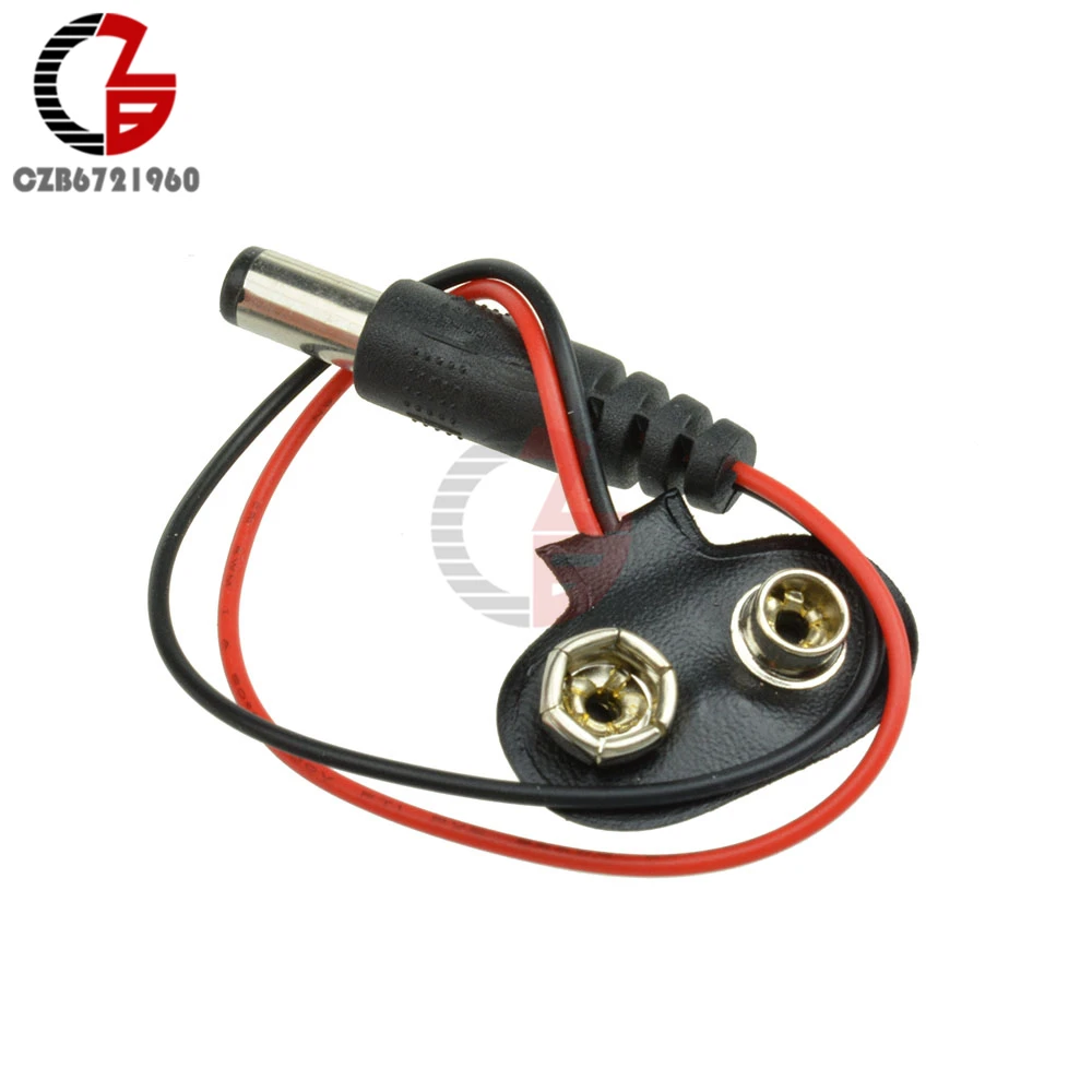

5Pcs 9V Battery Connector Snap on Battery Holder Clip T-Type Terminal Connector Socket DIY Kit for Arduino with 15cm Cable Wire