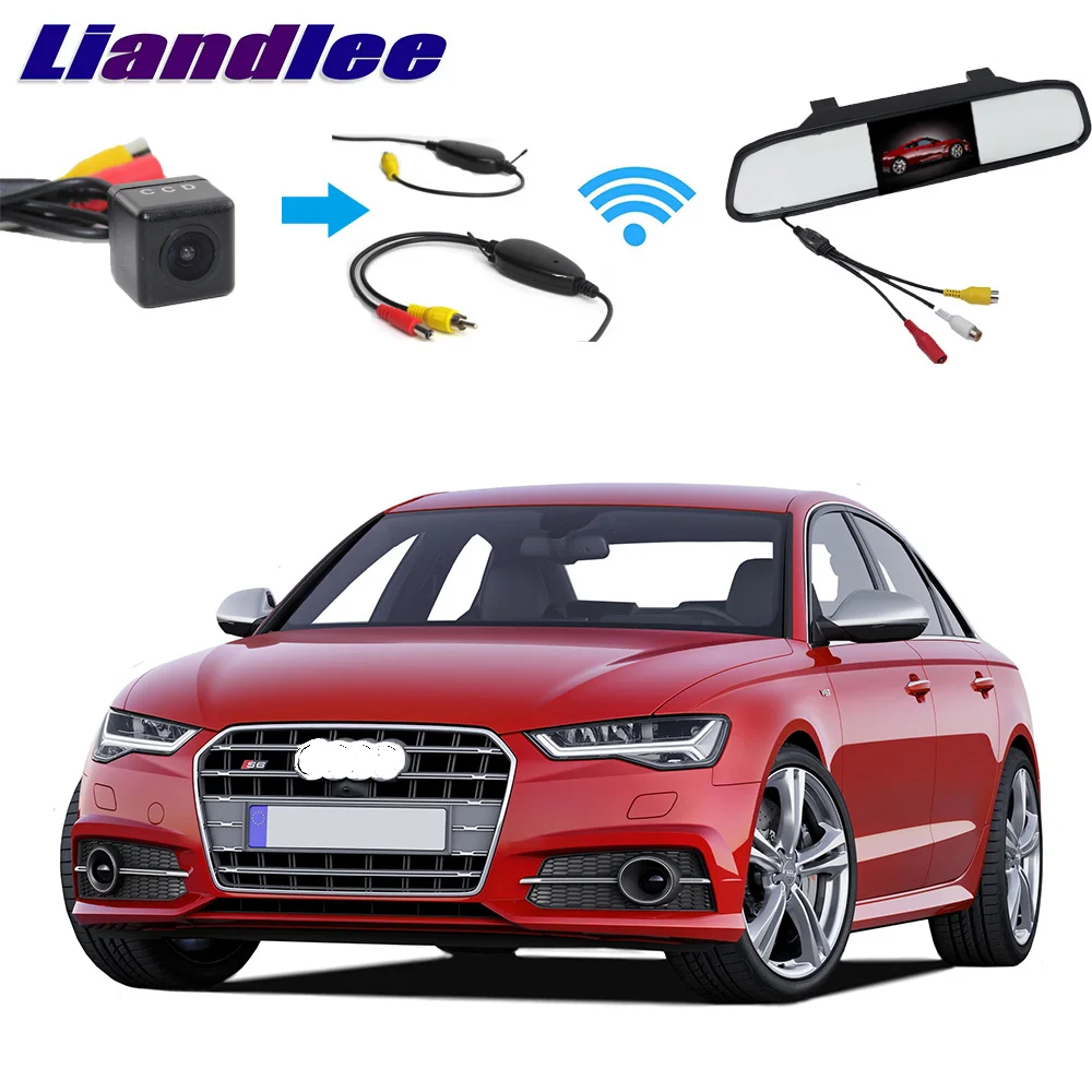 Liandlee Wireless Receiver Mirror Monitor Special Rear View Camera DIY Backup Parking System For Audi A6 S6 C7 S7 4G 2011~2018