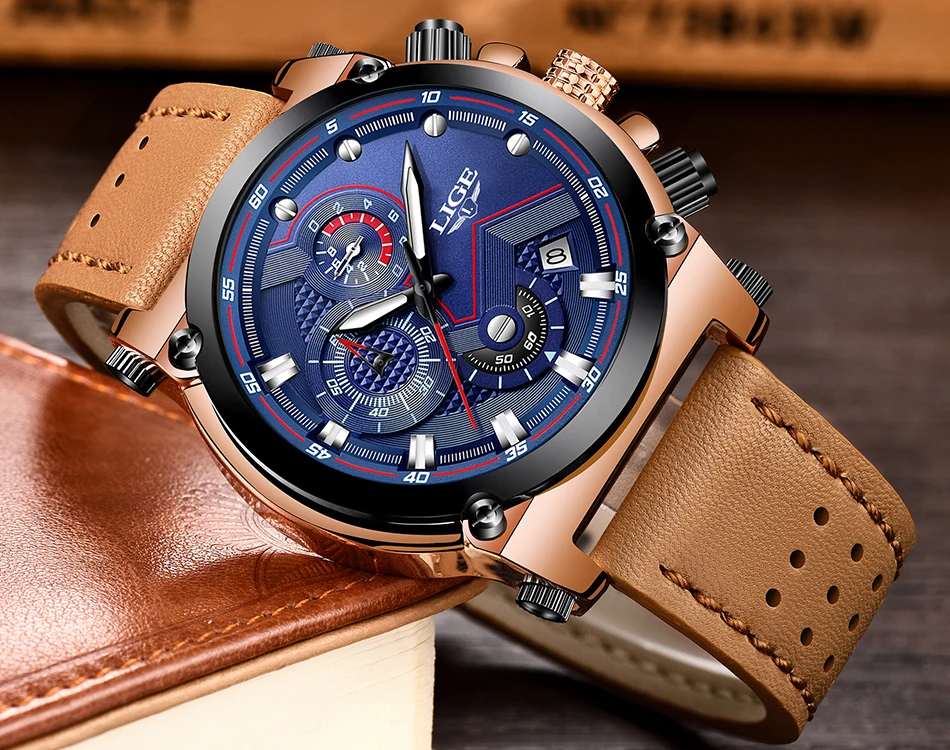 Reloje 2018 LIGE для мужчин часы мужской кожаный Автоматическая Дата кварцевые роскошные мужские часы бренд водостойкие спортивные Relogio Masculino