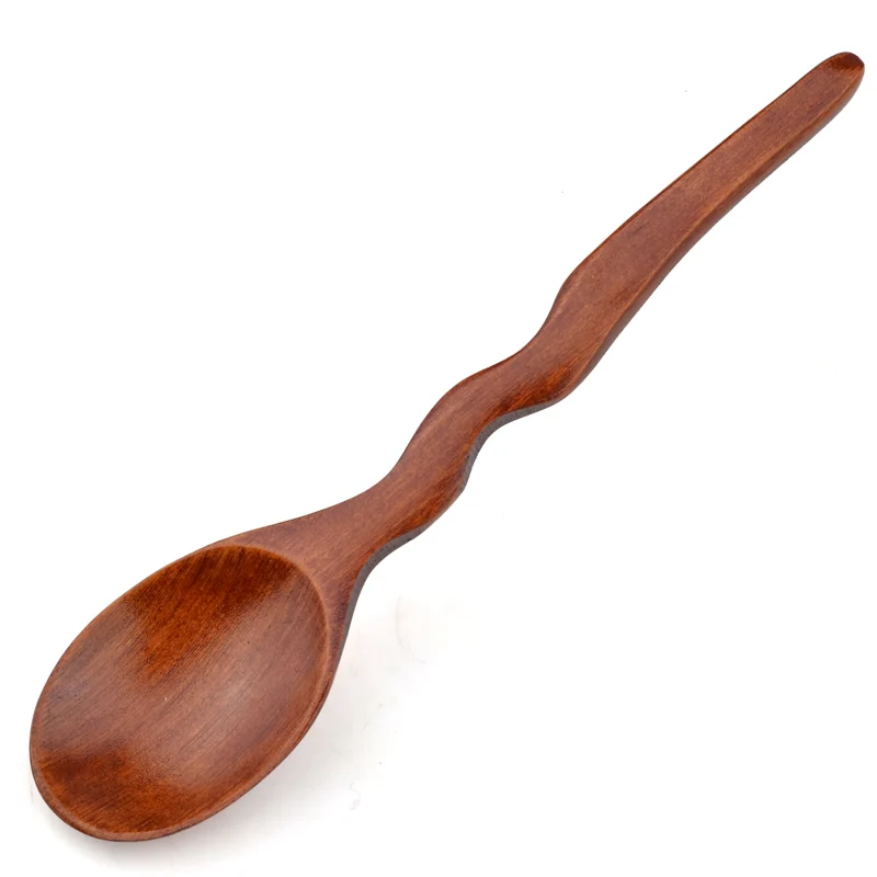 2017 Japanese Style Wooden Spoons With Curve Handle Non toxic Baby Feed