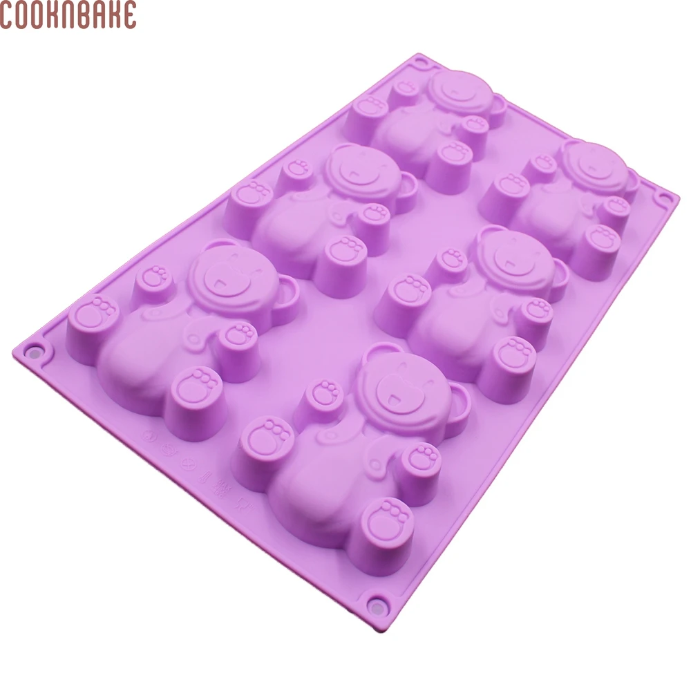 COOKNBAKE DIY 6 Lattices Bear-Boy DIY Silicone Cake Mold Pudding Bakery Cookies Baking Mold CDSM-066