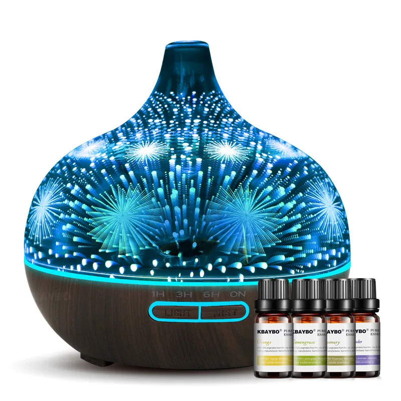 

400ml Essential Oil Diffuser Wood Grain Ultrasonic Aroma Cool Mist Humidifier Essential Oil for Diffuser 4 Kinds Fragrance