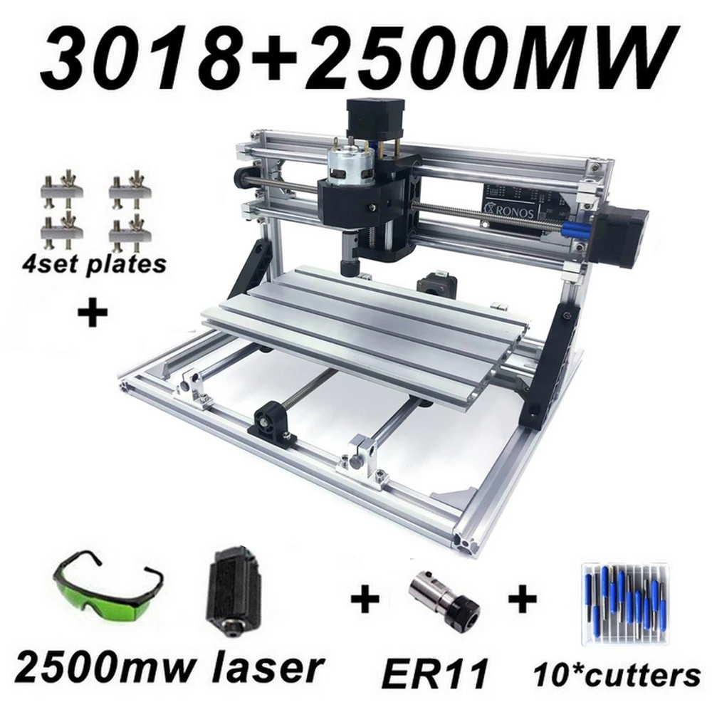 CNC 3018 PRO Engraving Machine Mini DIY Wood Router GRBL Control w// 2500mw Laser