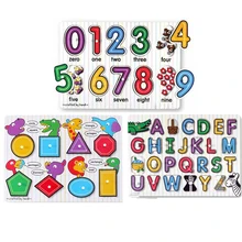 1 лот = 3 шт., BOHS Обучающие деревянные буквы с цифрами в форме геометрии, колышки с ручкой, доска-пазл, диск сцепления, детские игрушки