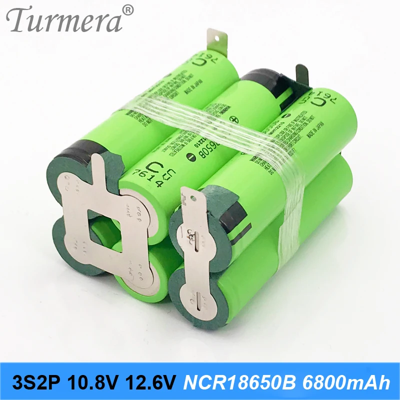 3S2P battery 18650 pack ncr18650b 3400mah 6800MAH 10.8v 12.6v welding solder battery for screwdriver tools battery customized battery 03