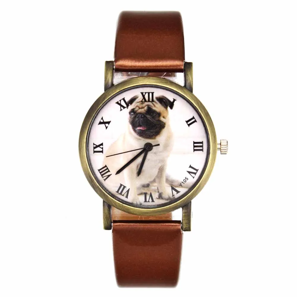 

Pug Pet Dog PU Leather Band Watches Men's Women's Casual Fashion Silicone Band Watchband Unisex Sport Quartz Wrist Watch