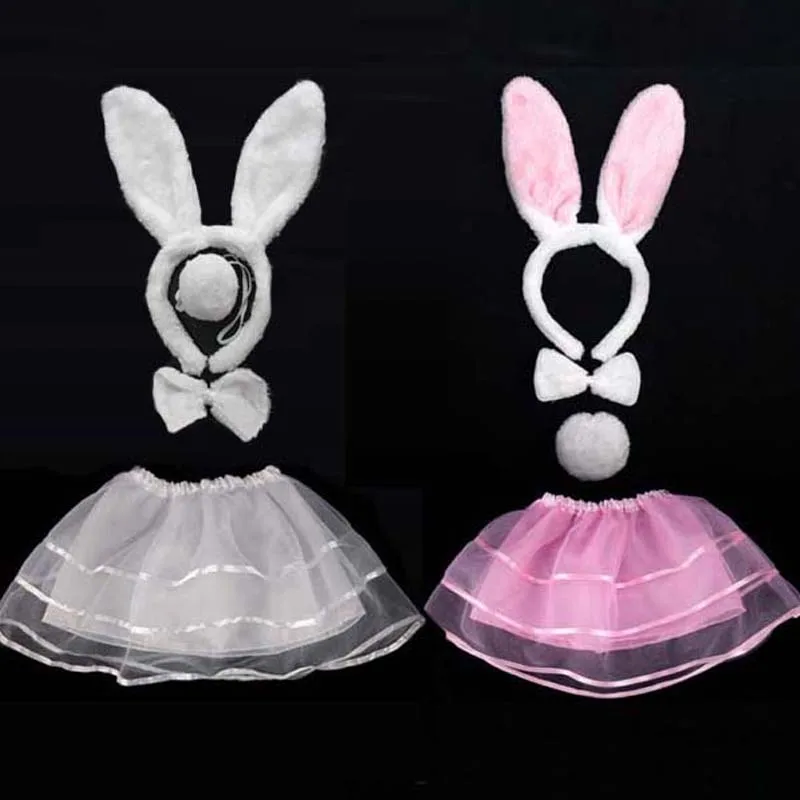

Cute Halloween Animal Bunny Tail Ear Headband Bow Tie Tail Dress Birthday Party Favor