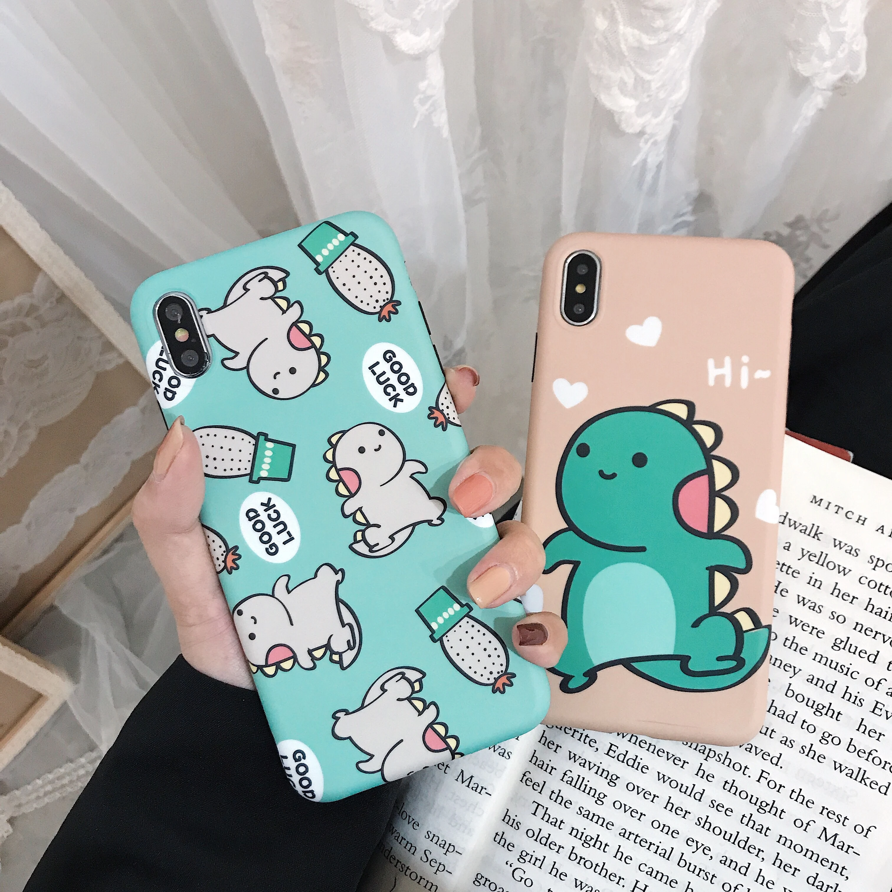 

Cute dinosaur cactus Phone Case For iphone XS Max XR X Case For iphone 6 S 7 8 plus Cover Fashion Cartoon Soft Cases Capa