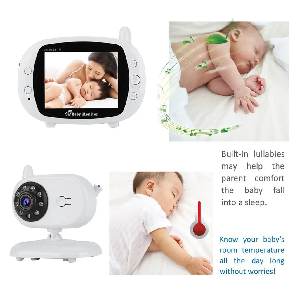 Беспроводная цифровая радионяня 3,5 дюймовый ЖК-экран двухстороннее аудио видео монитор для младенца ночного видения Колыбельная камера