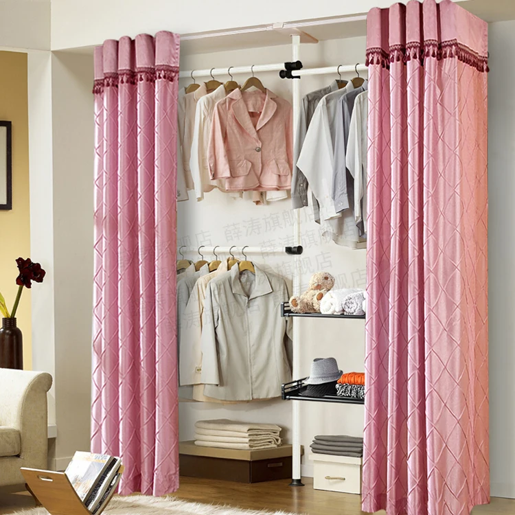 Korean simple wardrobe hall living room bedroom frame metal cloth