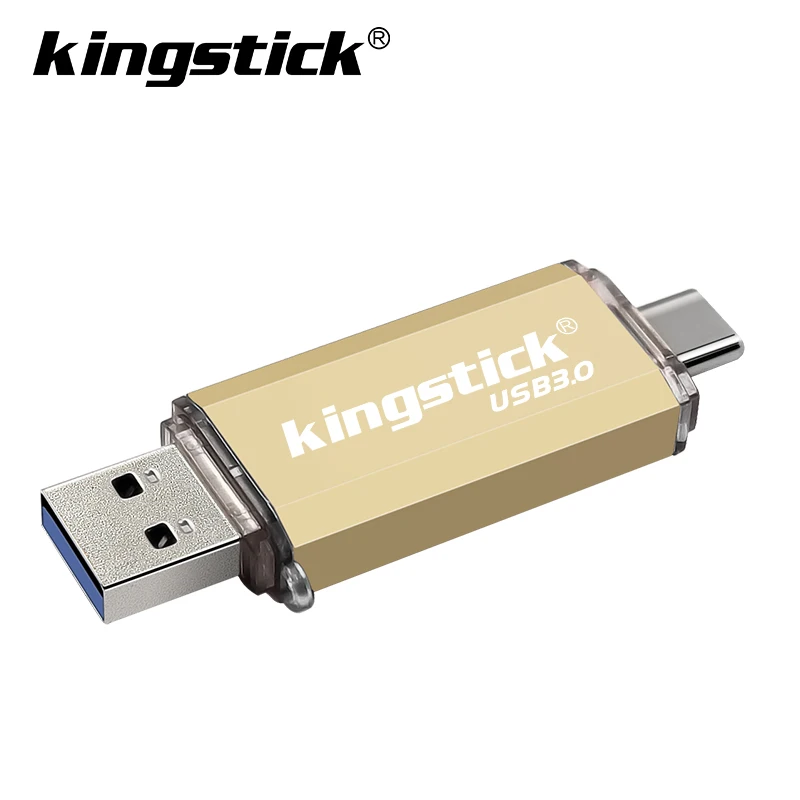 Флеш-накопитель OTG USB 3,0, флеш-накопитель, 128 ГБ, Тип C, Micro Usb накопитель, 16 ГБ, 32 ГБ, 64 ГБ, флешка для устройства type-C - Цвет: champagne