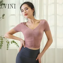 Летние футболки новая облегающая Беговая фитнес-одежда сексуальный топ для йоги с коротким рукавом Облегающее футболка Профессиональный Топ для тренировок