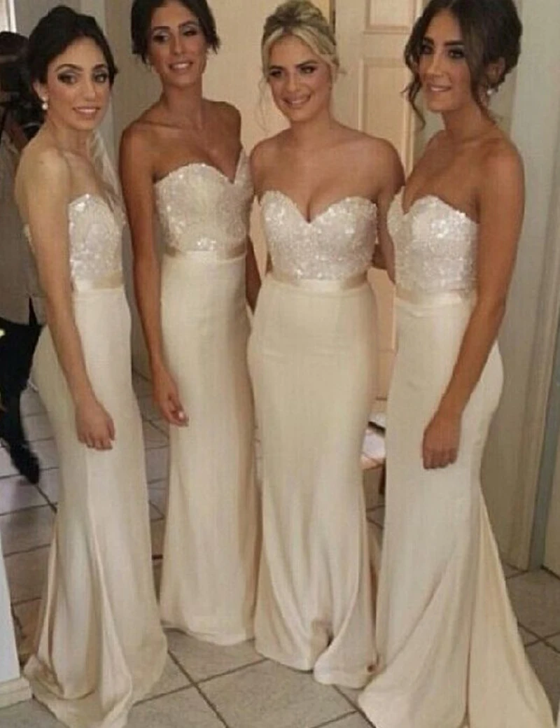 Wedding Ivory Bridesmaid Dresses online buy wholesale ivory bridesmaid dresses from china sweetheart neckline sparking sequins mermaid floor length maid of honor 2015