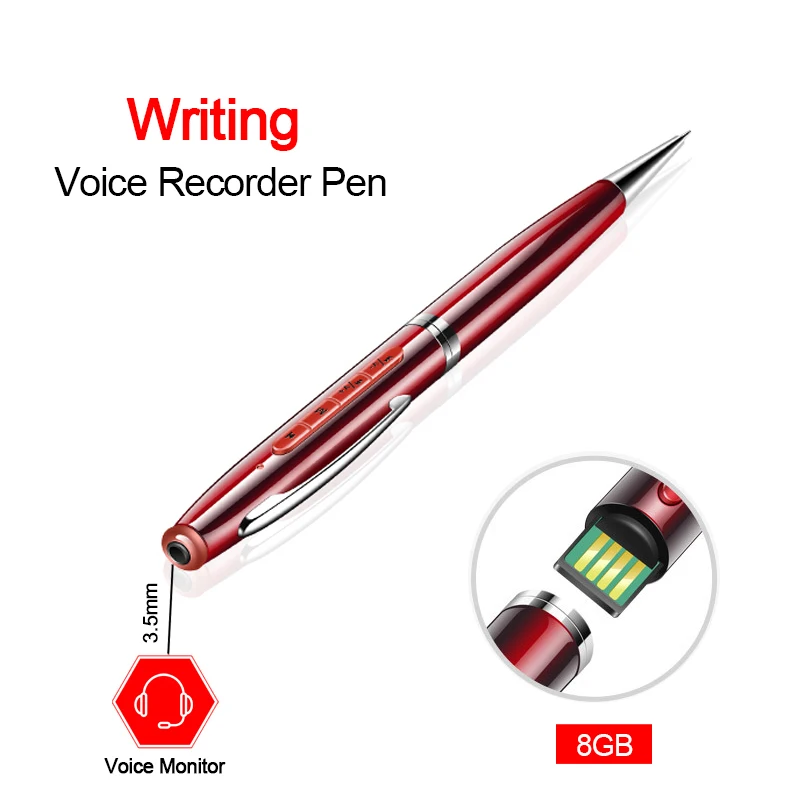

In-time Earphone Monitor 360 Surround Voice Audio Sound Recorder Mini Writing Pen HD Recording Repeat MP3 Player USB 8GB/16GB