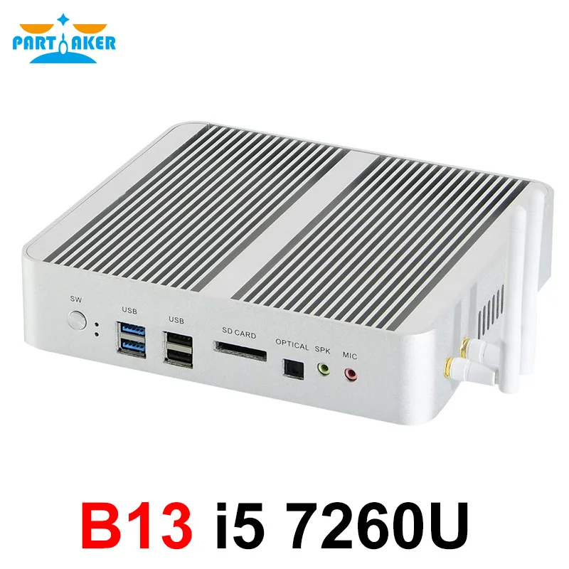 Pаспродажа Причастником безвентиляторный мини компьютер i7 8550U 7560U i5 8250U 7260U 2 * DDR4 Msata + M.2 SSD Micro PC Win10 Pro Barebone HTPC Nuc VGA HDMI