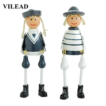 

VILEAD 13cm Wood Navy Doll Figurines Hanging Foot Mediterranean Style Creative Home Lliving Room Decoration Wooden Decor Crafts