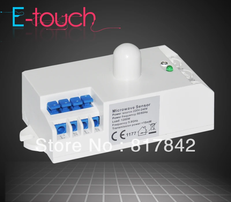 

Microwave Switch Motion Sensor Reach Sensitivity/Time/Light-control Setting 110V 220V/AC free shipping (4pcs ET029A)