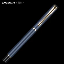 BAOER-Bolígrafo de punta fina, bolígrafo 801 esmerilado, azul y dorado, fino y ligero