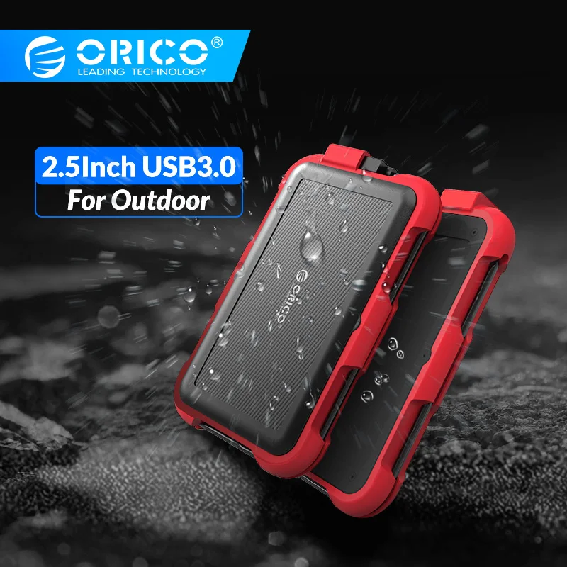 

ORICO 2.5'' Triple-Protection HDD Case With Cable Slot 4TB Support UASP and TRIM Waterproof Dustproof Shockproof Silicone Design