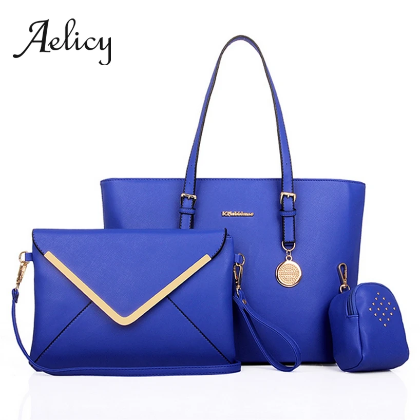 

Aelicy Women Luxury Handbag 3pcs PU Leather Bucket Tote Solid Crossbody Bags Shoulder Bags Clutch Mini Purse Female Set Satchel