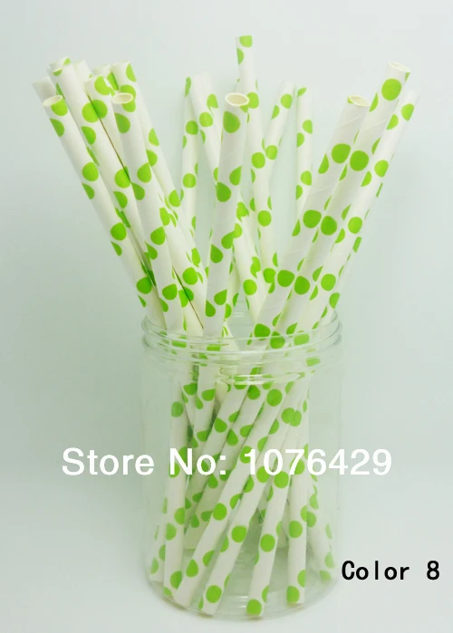 

50 Pcs Paper Straws Big Polka Dot Drinking Straw For Wedding Party Birthday Decoration Color 8
