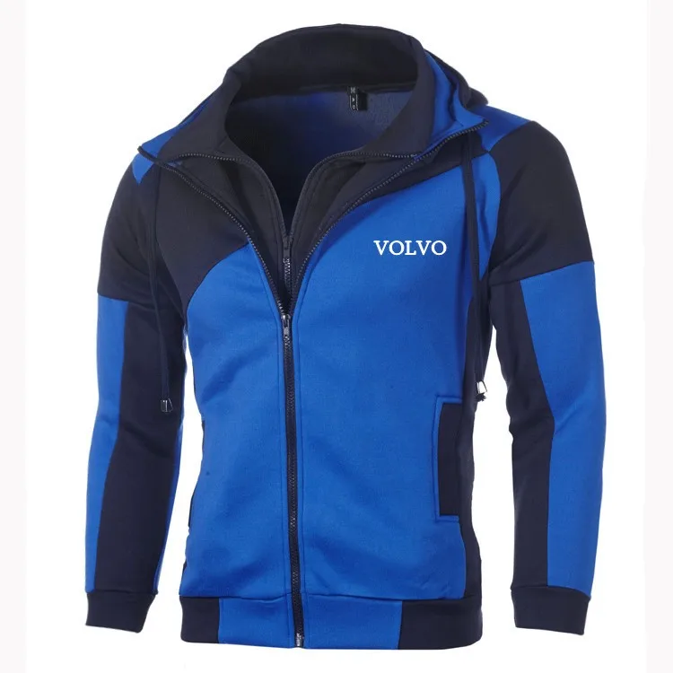 

2019 Fashion Hot Volvo Hoodie Personality Color Double Zip Hooded Cardigan Slim Fitting Size M-3XL