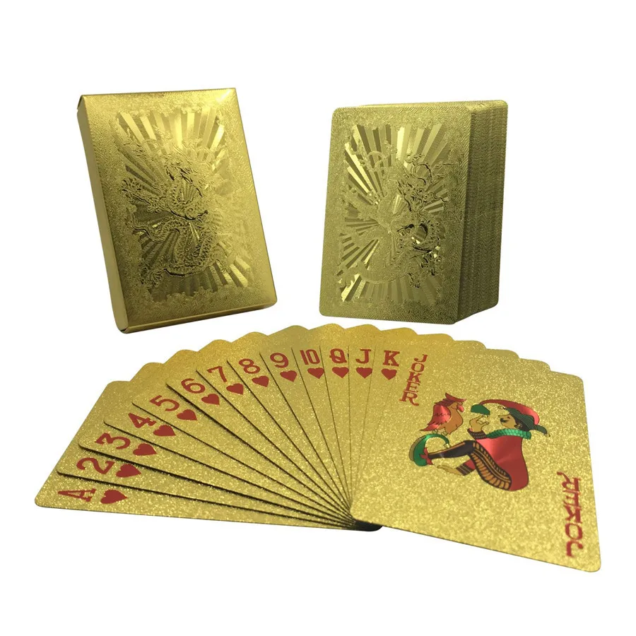 Washable 24K Golden Statue Of Liberty Playing Cards 54pcs PVC Waterproof Poker Game Deck Plastic Gold Plated Foil Poker Card Set (7)