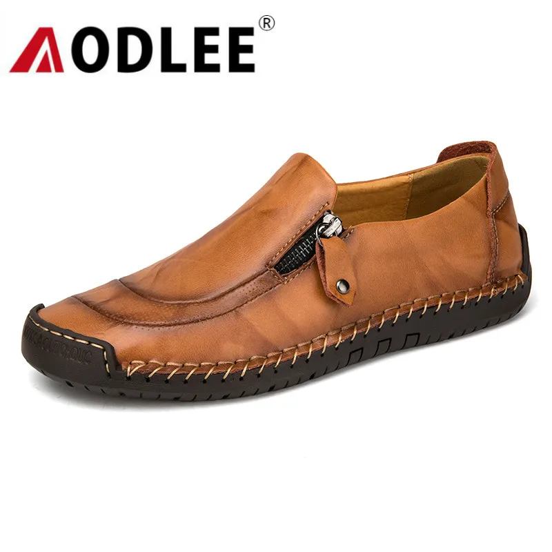 

AODLEE 2019 Men Casual Shoes Big Size 38-48 Mens Genuine Leather Loafers Shoes Men Slip On Fashion Handmade Breathable Moccasins
