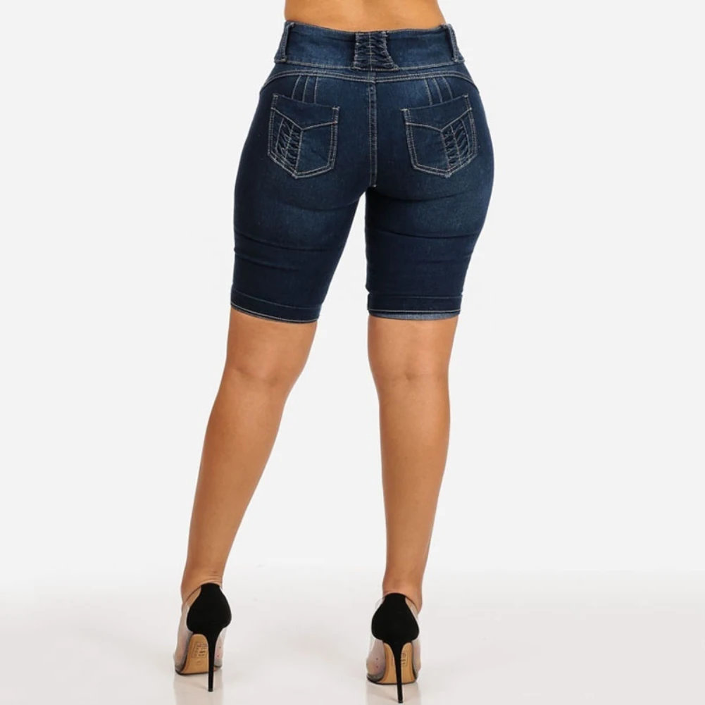 Plus Size Fashion Women Denim Shorts Pants Summer Skinny Slim Fit Short Jeans
