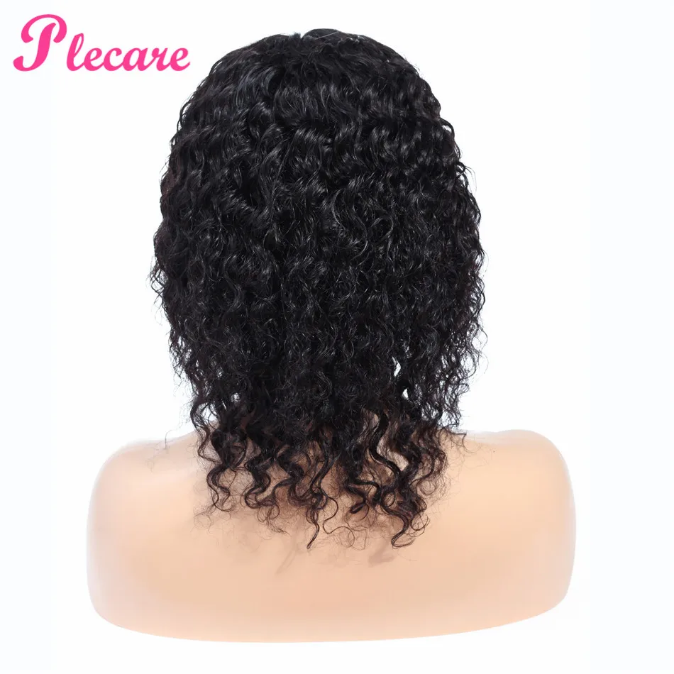 Plecare 4*1 человеческие волосы парики глубокая волна Кружева Закрытие человеческих волос Парики для черных женщин 8-14 дюймов бразильский Remy натуральный цвет
