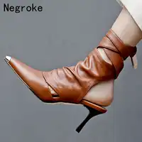 2019 Designer Sheep-skin Women Sandals Genuine Leather High Heels Summer Gladiator Shoes Woman Oxford Sole Sandalias Mujer