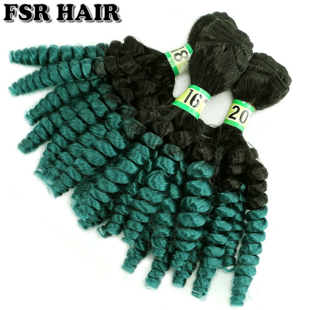 FSRHAIR 70 грамм/шт. Черно зеленый афро Funmi кудрявые волосы в пучке синтетические для