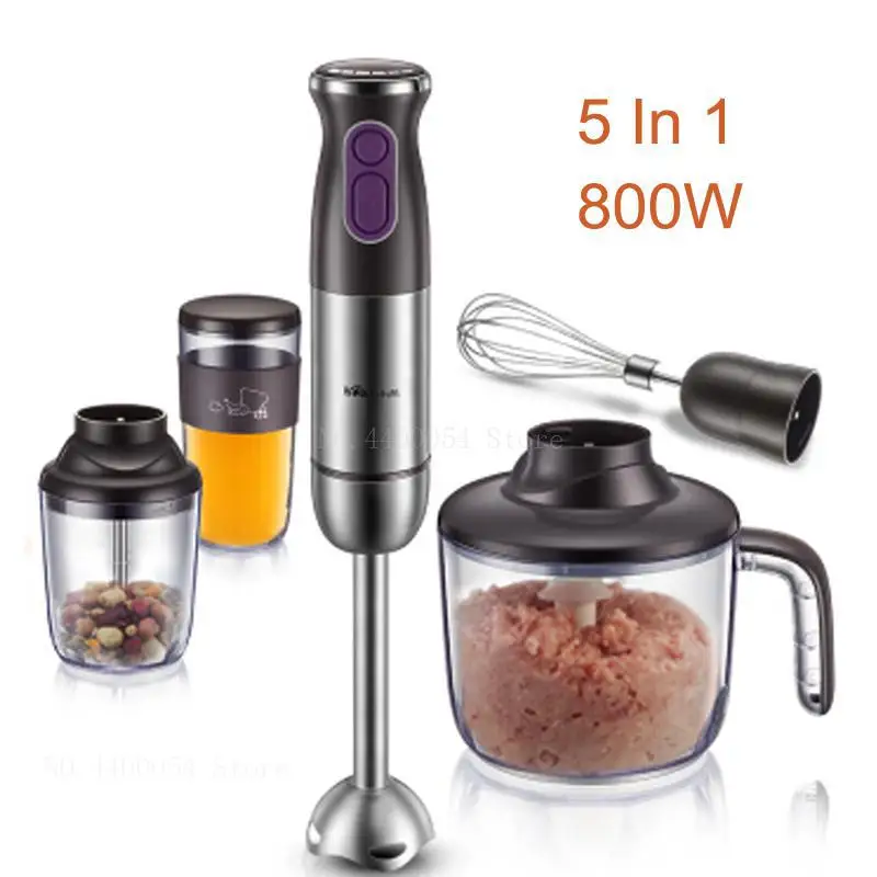 

Stainless Steel Food Mixer 800W Handheld Electric Egg Beater 5 In 1 Multifunctional Electric Blender Chopping/ Whip