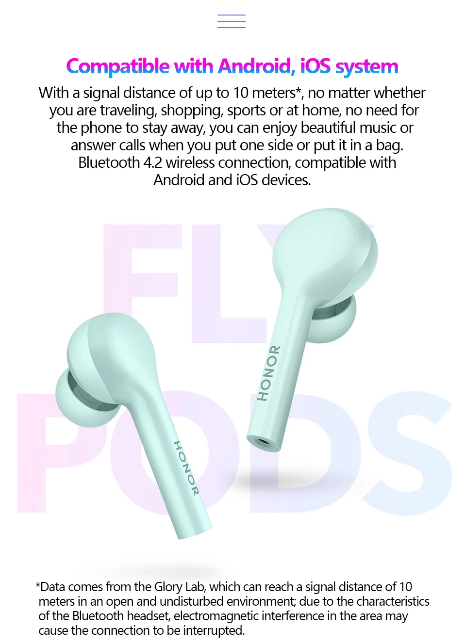 Huawei Honor Flypods Lite Беспроводные Наушники Hi-Fi водонепроницаемые IP54 управление беспроводным зарядным устройством Bluetooth 4,2