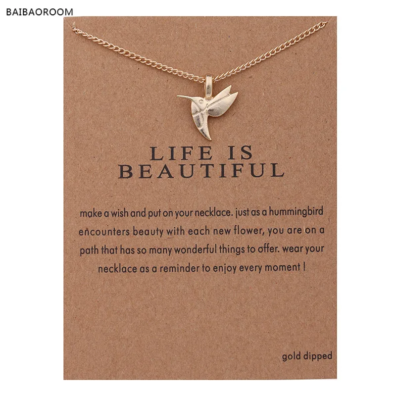 12pcs Fashion Jewelry New Gold-color Life Is Beautiful Bird Collarbone Short Choker Necklace For Women