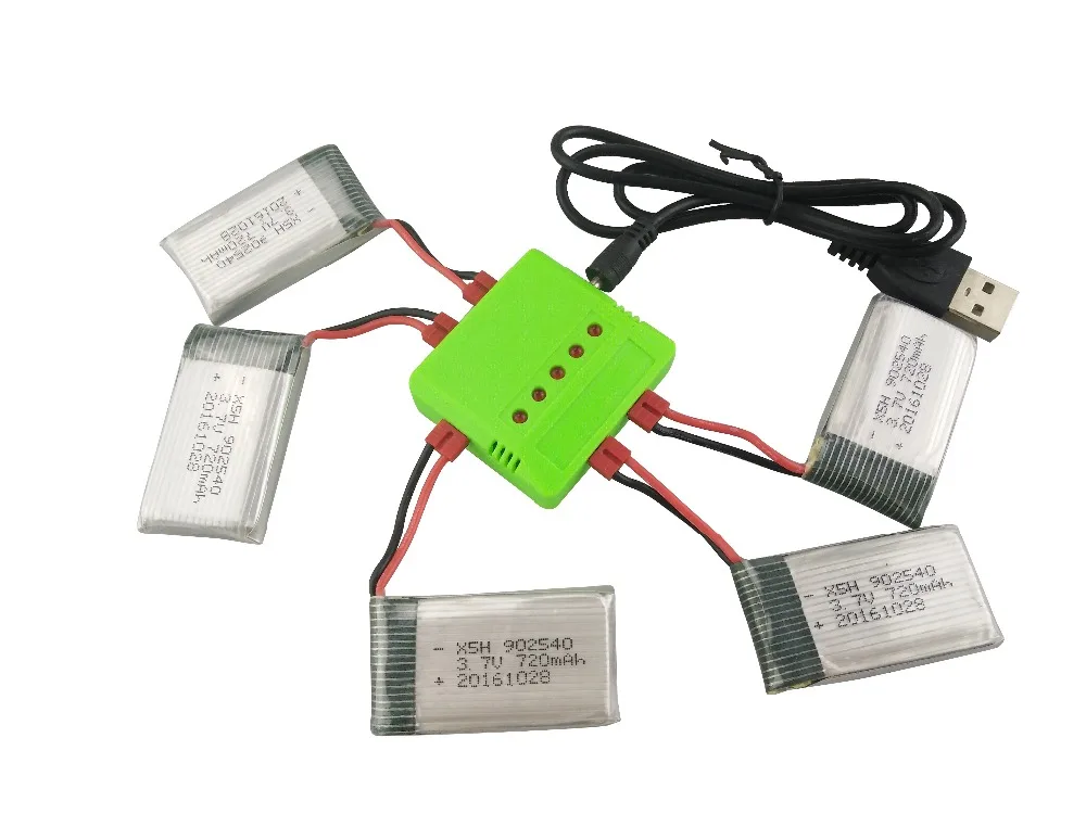 New Syma X5HW X5HC RC Drone Battery 3.7V 720mAh Lipo Battery Spare Parts RC Quadcopter with 5 in1 cable charging cable 1 for 5 battery charger for syma x5hw x5hc rc drone accessories spare parts helicopter quadcopter kits
