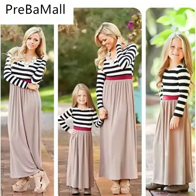 

Mother Daughter Dresses Family Matching Outfits Stripe Long Sleeve Mommy Daughter Dress Family Look Matching Clothes Outfit C70