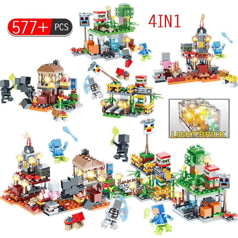 

Hot My World Building Blocks Compatible LegoINGLY Minecrafted Village Farm Figures Bricks DIY Enlighten Kid Toys Gifts
