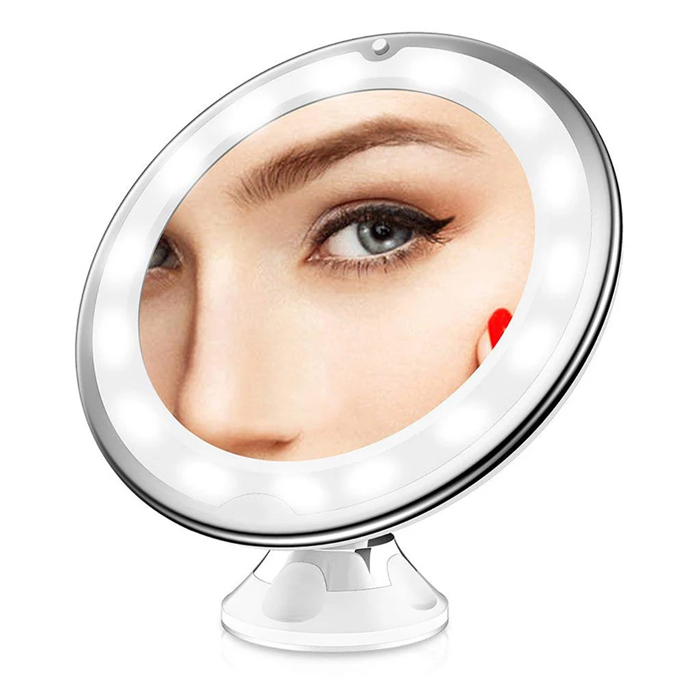 Светодиодный 10X увеличение макияж зеркало с присоской 360 Поворот света портативный макияж зеркало для путешествий ванная комната jlrs