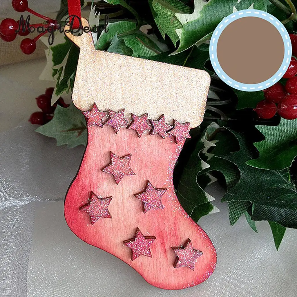 MagiDeal 20pcs Merry Christmas Socks Elk Deer Woodcut Embellishment  Gift Hanging Tags Xmas Decorations