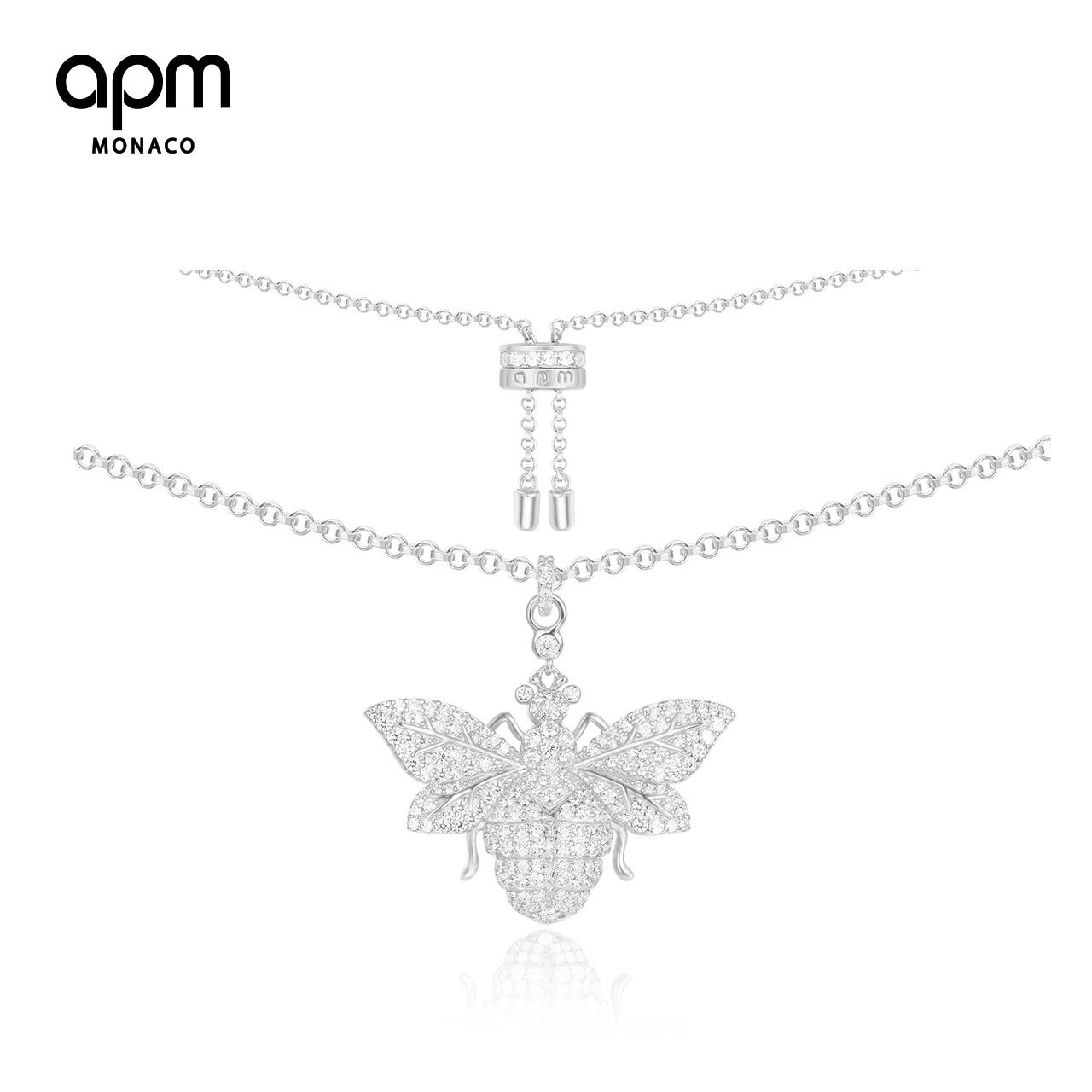 

apm MONACO Genuine AC4422OX Wasp Necklace Jewelry Pendant Female Chain Silver