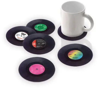 

6PCS Vinyl CD Album Record Drinks Coasters Bar Table Cup Glass Skid Mat Holder