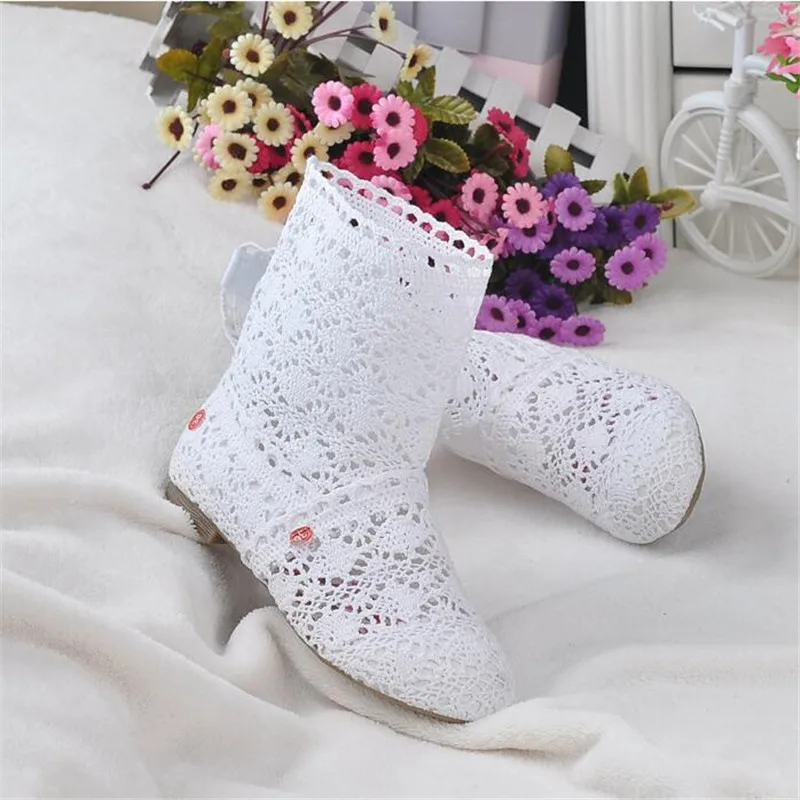 Femininas de Malha Botas de Malha de Fundo Botas de Renda Primavera e Outono Sapatos com Calçados Oca para Primavera e Outono Botas Plano Tubo Alto Baixo Femininas Respiráveis 2021 - 13 High Quality Calçados