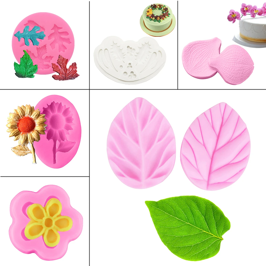 

Silicone Mold 1PC Baking Pan Cake Decorating Flowers/Leaves Shape Chocolate Soap Mold Cake Stencils Kitchen DIY Tools