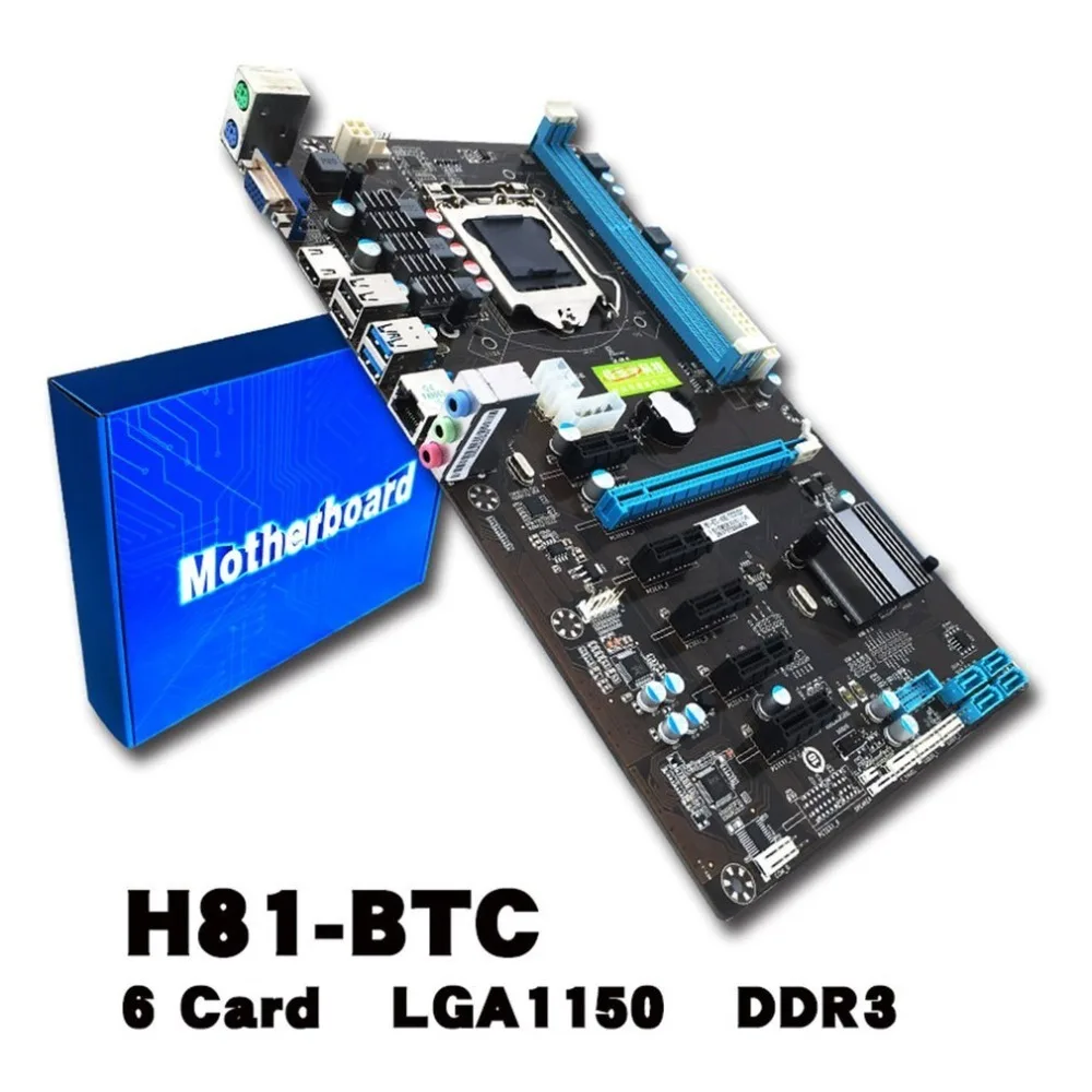 

6 GPU Mining Motherboard with 6Pcs PCI-E Extender Riser Card Support DDR3 USB Computer Mainboard For BTC Eth Rig Ethereum