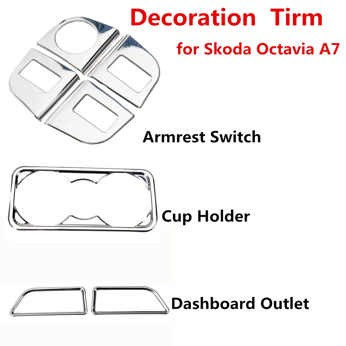 

Car Armrest Button Switch Dashboard Outlet Vent Water Cup Holder Cover Tirm Cap Stainless Steel Sticker For Skoda Octavia A7